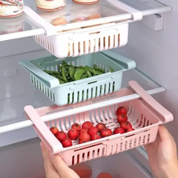 Lot de 2 Paniers de Rangement Extensibles pour Réfrigérateur – Organisation Double & Gain de Place