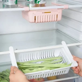 Lot de 2 Paniers de Rangement Extensibles pour Réfrigérateur – Organisation Double & Gain de Place