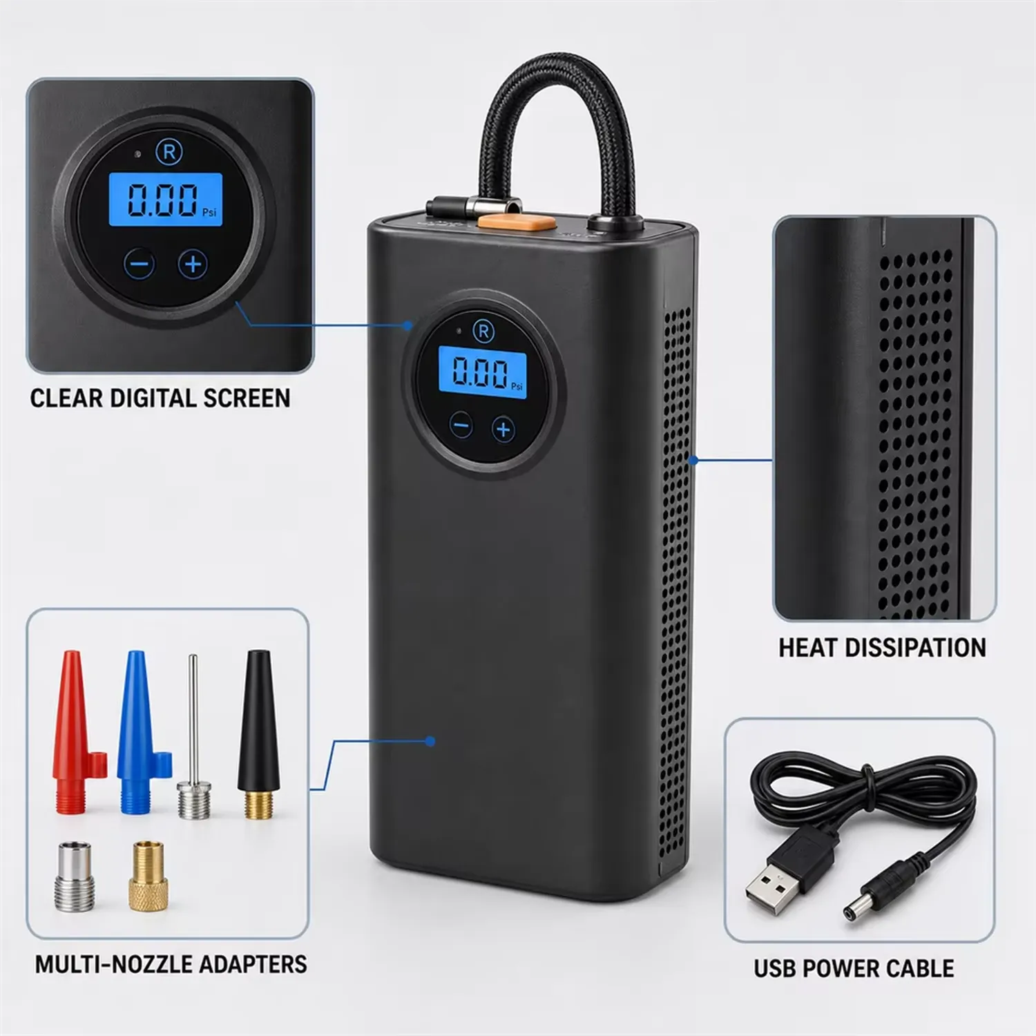 Compresseur d’Air Portable 12V pour Voiture – Image 2 Compresseur d’Air Portable 12V pour Voiture