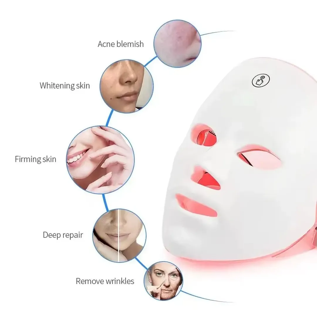 Masque Facial LED de Luminothérapie – Soin Visage 7 Couleurs - Image 4 Masque Facial LED de Luminothérapie – Soin Visage 7 Couleurs